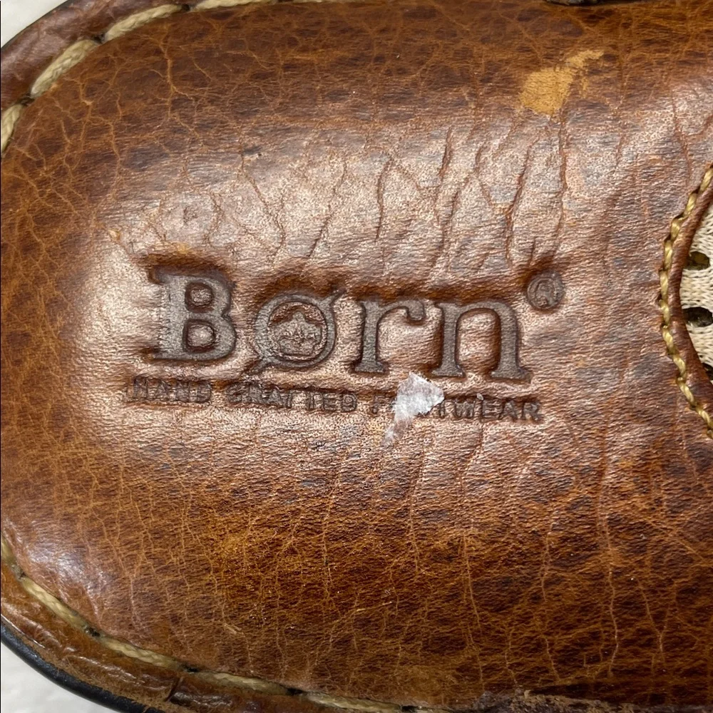 Born Brown Leather Slide‎ Sandals